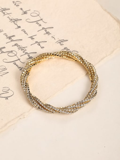 Lin Liang Brass Cubic Zirconia White Round Luxury Adjustable Bracelet