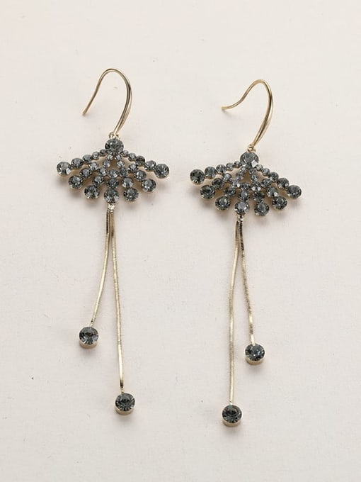Lin Liang Brass Rhinestone Black Vintage Drop Earring