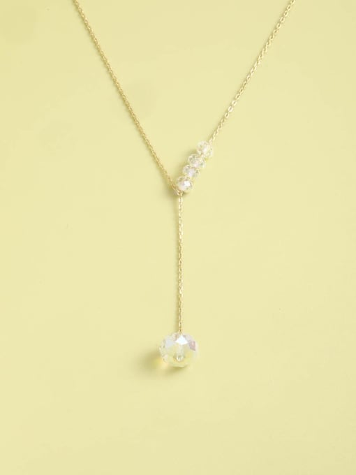 Gold 925 Sterling Silver Crystal White Geometric Minimalist Necklace