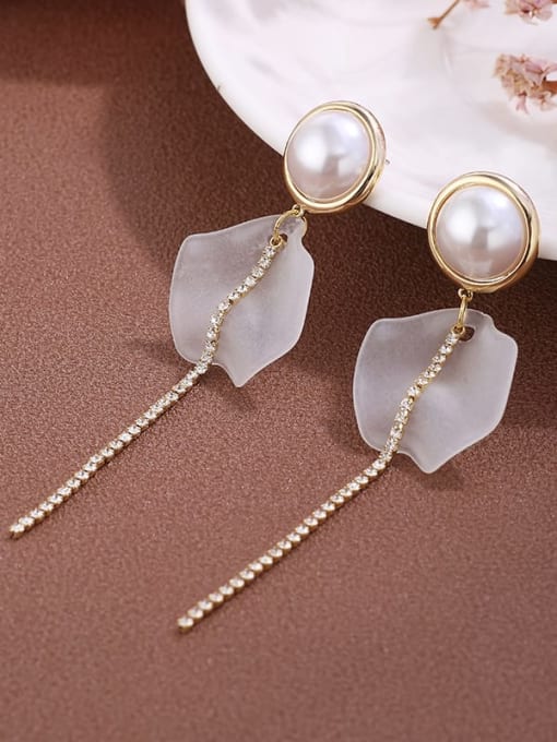 Gold Brass Cubic Zirconia Fashion   long Tassel Earrings