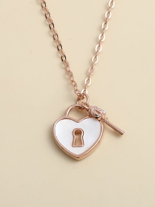 rose gold 925 Sterling Silver Shell White Key Necklace