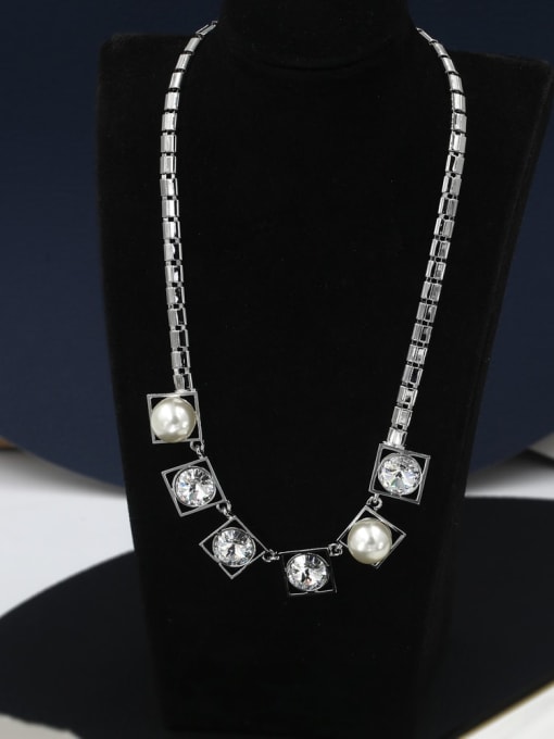 Lin Liang Brass Cubic Zirconia White Geometric Classic Long Strand Necklace 0