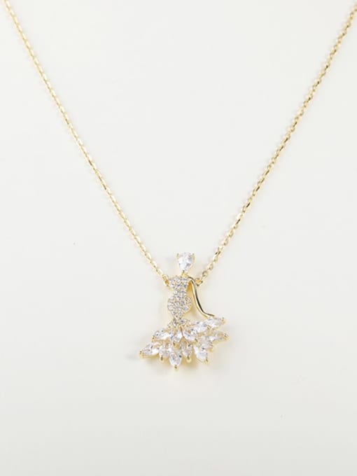 Gold Cubic Zirconia Classic Long Strand Necklace