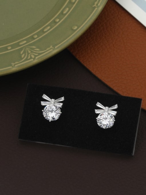 Lin Liang Brass Cubic Zirconia White Geometric Minimalist Stud Earring