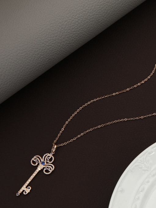 Lin Liang Brass Rhinestone White Key Minimalist Long Strand Necklace 2