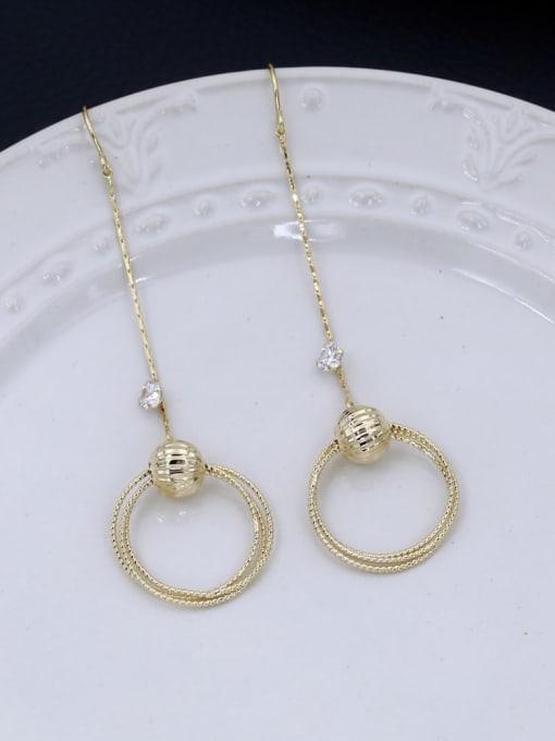Gold Brass Cubic Zirconia White Bowknot Minimalist Drop Earring