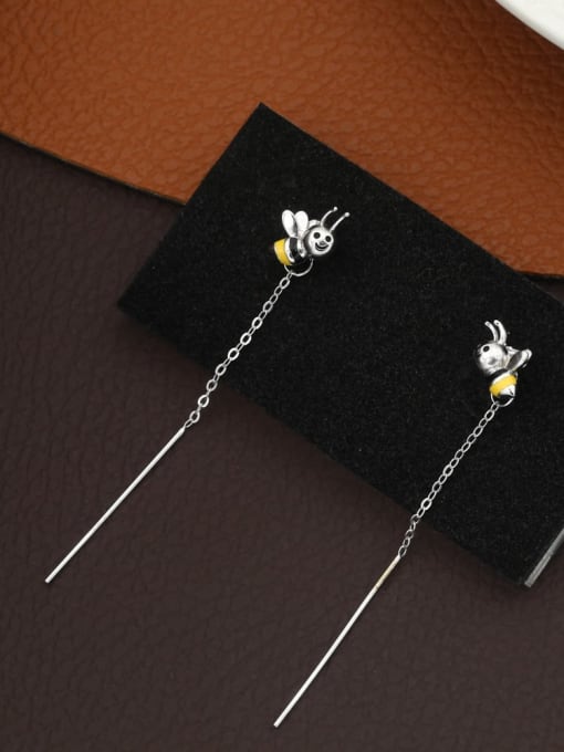 Lin Liang Brass Enamel Bee Minimalist Drop Earring