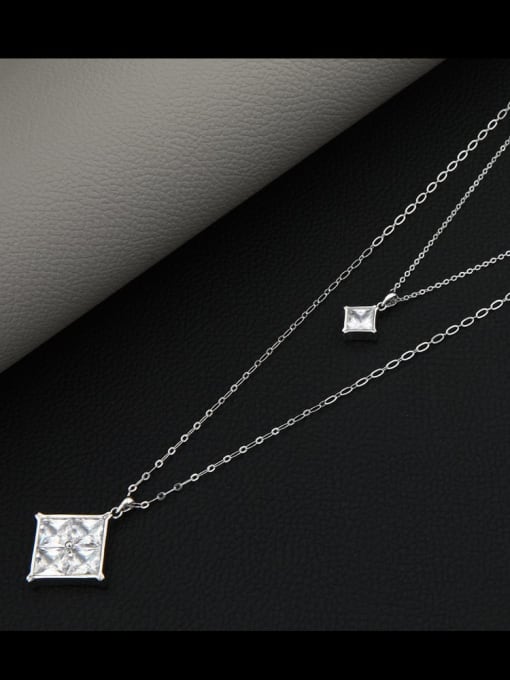 Lin Liang Brass Cubic Zirconia White Square Minimalist Long Strand Necklace