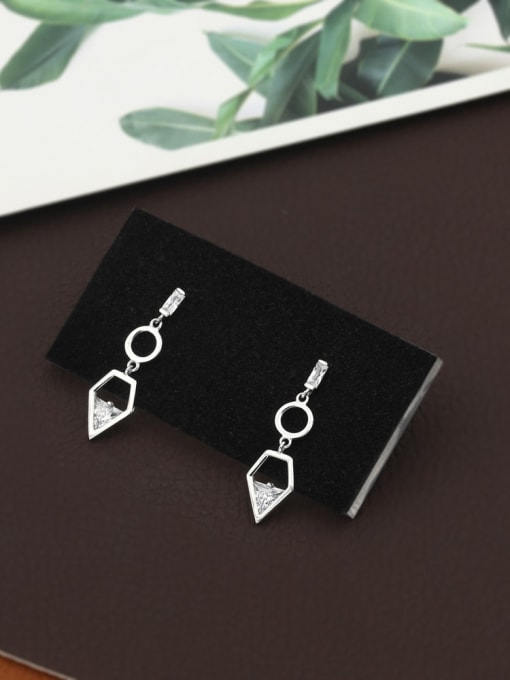 Lin Liang Brass Cubic Zirconia White Geometric Minimalist Drop Earring 0