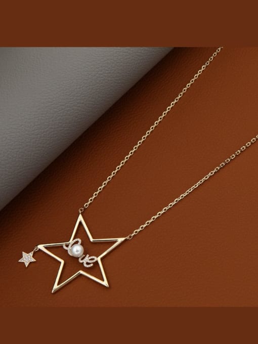 Lin Liang Brass Cubic Zirconia White Star Minimalist Long Strand Necklace 0