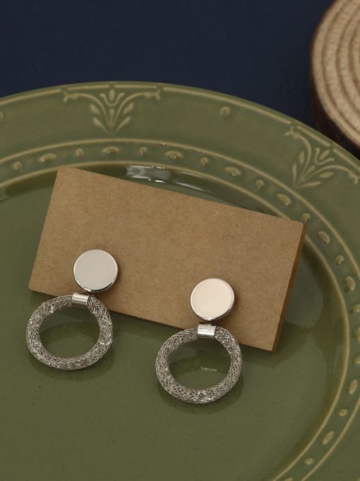 Lin Liang Brass Crystal White Round Minimalist Drop Earring