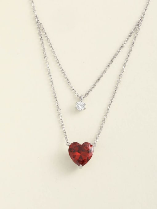ANI VINNIE 925 Sterling Silver Cubic Zirconia White Heart Minimalist Choker Necklace 3