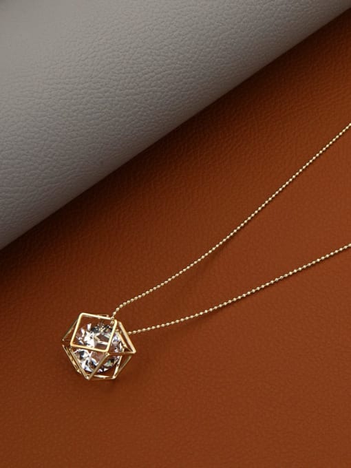 Lin Liang Brass Cubic Zirconia White Geometric Minimalist Long Strand Necklace 1