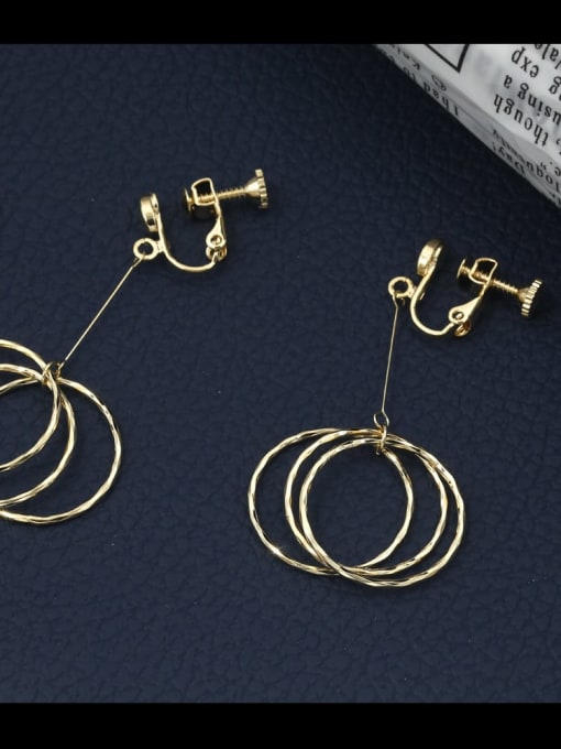 Gold Brass Round Minimalist Drop Earring