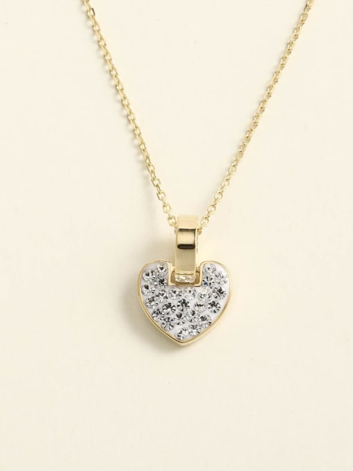 White 925 Sterling Silver Rhinestone Red Heart Minimalist Choker Necklace