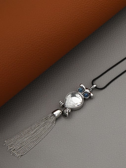 Lin Liang Brass Crystal Multi Color Bird Minimalist Long Strand Necklace 0