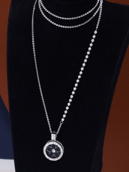 White Brass Imitation Pearl White Round Minimalist Long Strand Necklace