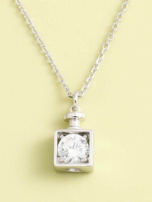 ANI VINNIE 925 Sterling Silver Cubic Zirconia White Locket Minimalist Long Strand Necklace