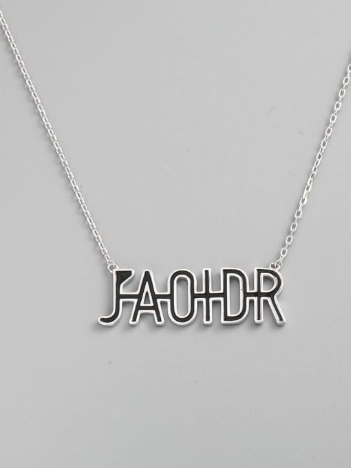 White 925 Sterling Silver Acrylic Letter Minimalist Necklace