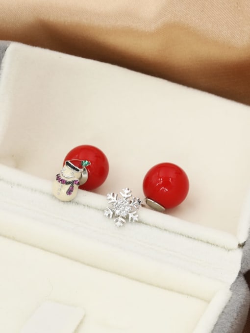 Lin Liang Brass Red Enamel Round Classic Stud Earring 0