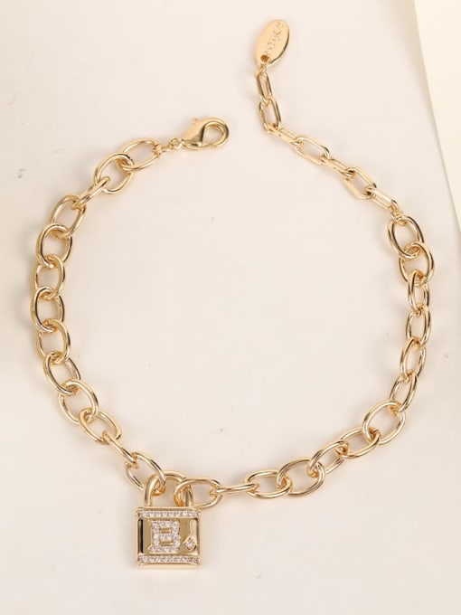 Gold Brass Cubic Zirconia White Locket Dainty Adjustable Bracelet
