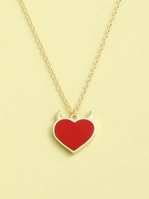 Gold 925 Sterling Silver Acrylic Heart Minimalist Necklace