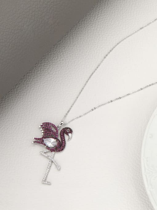 Lin Liang Brass Rhinestone Purple Bird Minimalist Long Strand Necklace 0