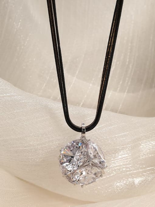 Lin Liang Brass Cubic Zirconia White Ball Long Strand Necklace 0