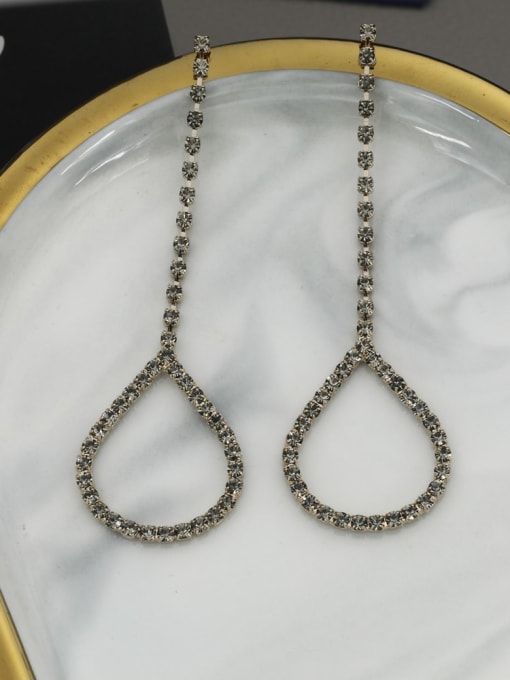 Lin Liang Brass Cubic Zirconia Brown Water Drop Minimalist Drop Earring