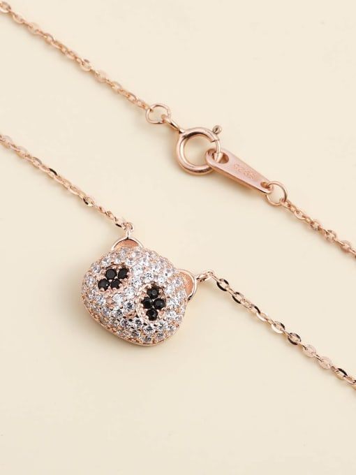 rose gold 925 Sterling Silver Cubic Zirconia White Panda Minimalist Necklace