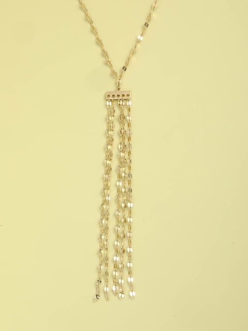 Gold 925 Sterling Silver Tassel Minimalist Long Strand Necklace