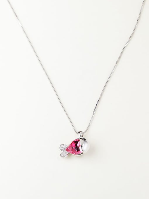 ANI VINNIE Glass Stone Pink Fish Minimalist Necklace 0