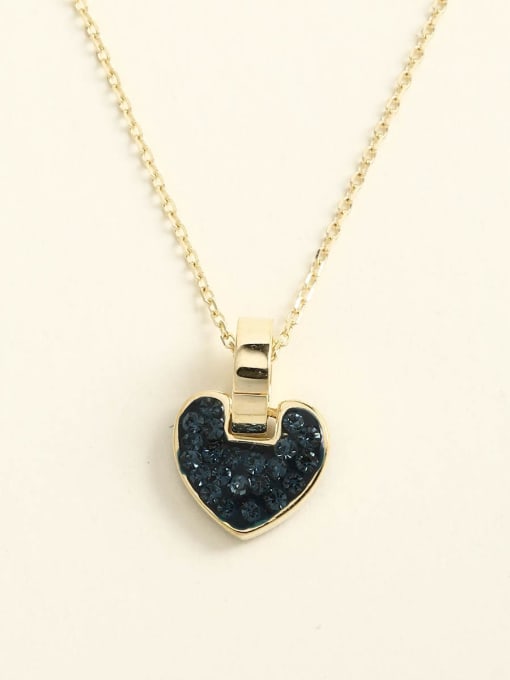Blue 925 Sterling Silver Rhinestone Red Heart Minimalist Choker Necklace