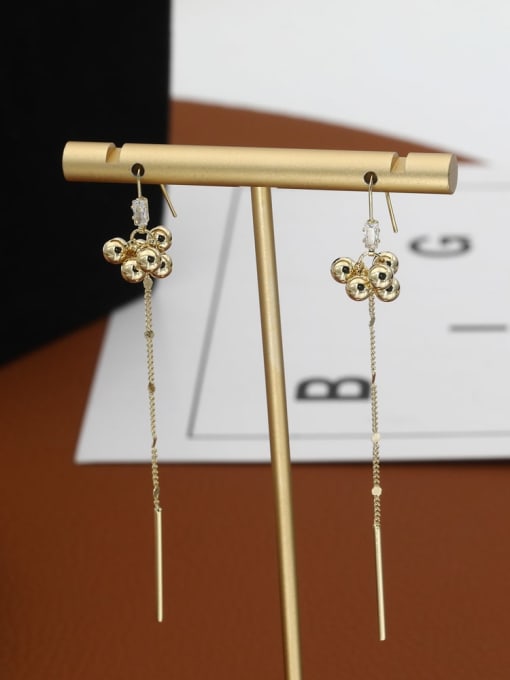 Gold Brass Cubic Zirconia White Geometric Minimalist Drop Earring