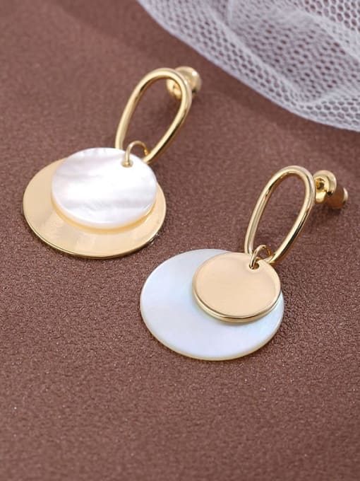 Gold Brass Shell  simple fashion AB Asymmetrical pendant Earrings