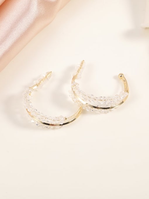 Gold Brass Crystal Clear Geometric Classic Huggie Earring