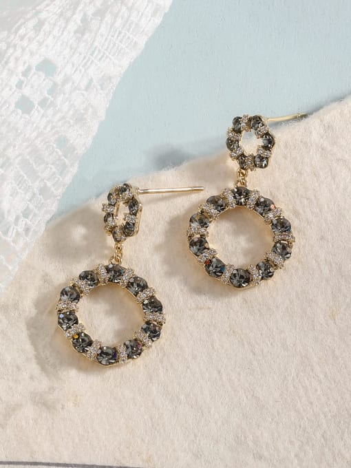 Gold Brass Cubic Zirconia White Round Trend Drop Earring