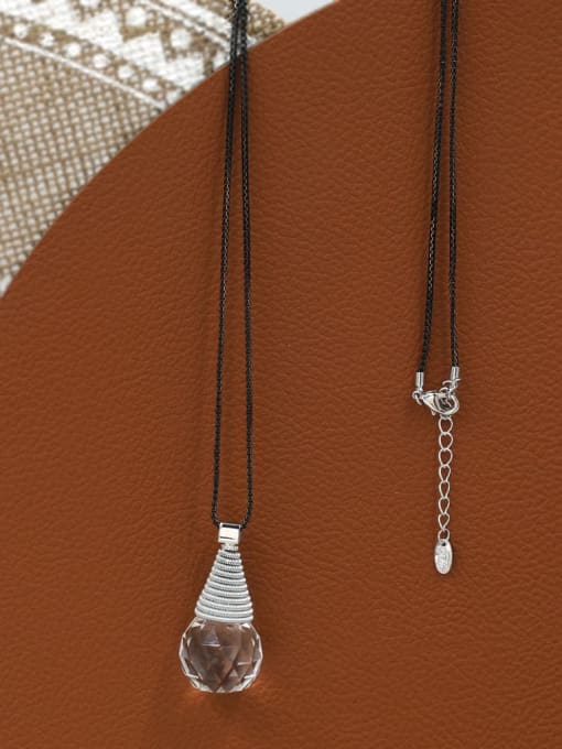 Lin Liang Brass Crystal White Geometric Minimalist Long Strand Necklace 1