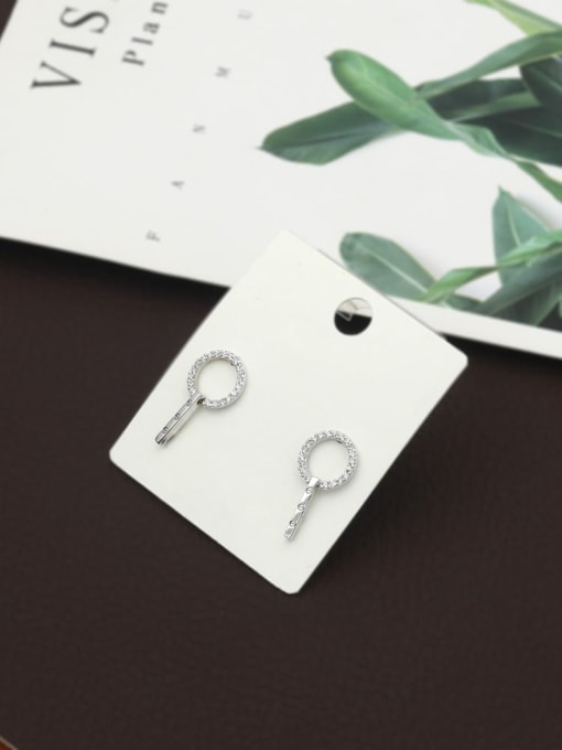 Lin Liang Brass Rhinestone White Geometric Minimalist Stud Earring 0