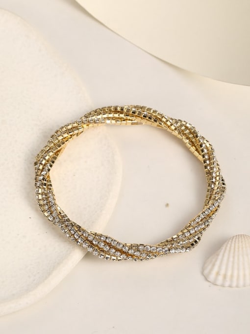 Lin Liang Brass Cubic Zirconia White Round Luxury Adjustable Bracelet 1
