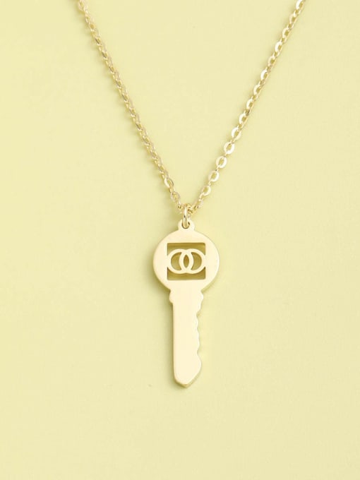 Gold 925 Sterling Silver Key Minimalist Necklace