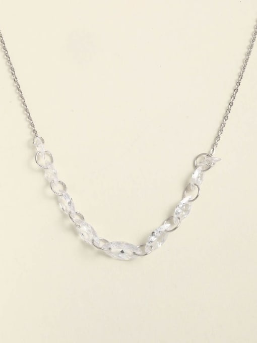 Silver 925 Sterling Silver Cubic Zirconia White Minimalist Choker Necklace