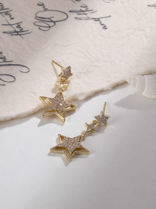Lin Liang Brass Cubic Zirconia Pentagram Cute Drop Earring 0