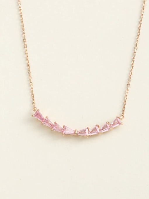 ANI VINNIE 925 Sterling Silver Cubic Zirconia Pink Irregular Minimalist Choker Necklace 0