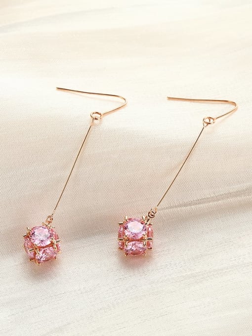 Lin Liang Brass Pink Hexagon Trend Drop Earring 0