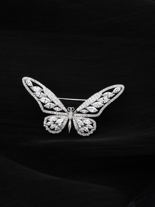 Lin Liang Brass Cubic Zirconia White Butterfly Classic Brooch 0