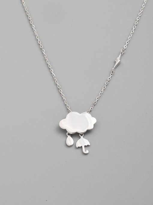 White 925 Sterling Silver Cloud Minimalist Necklace