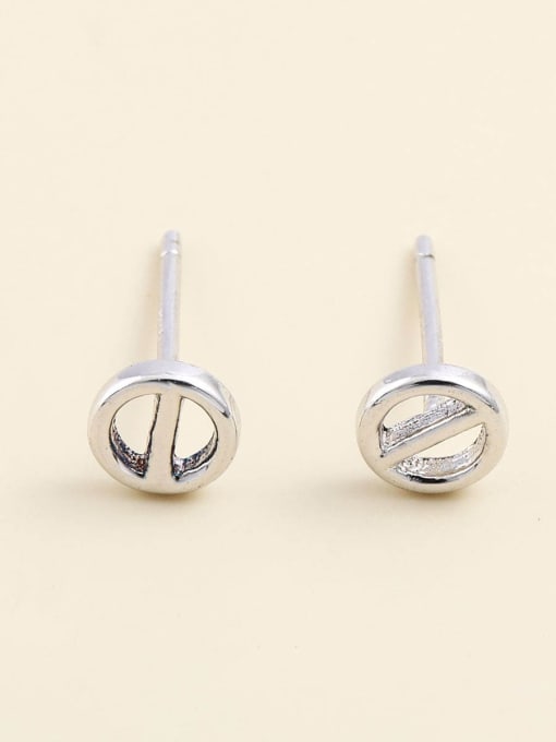 White 925 Sterling Silver Round Minimalist Stud Earring