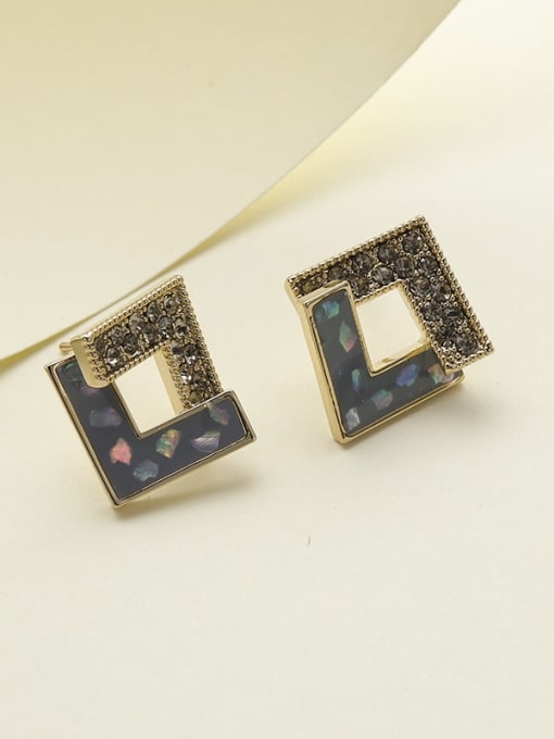 Lin Liang Brass Square Trend Stud Earring
