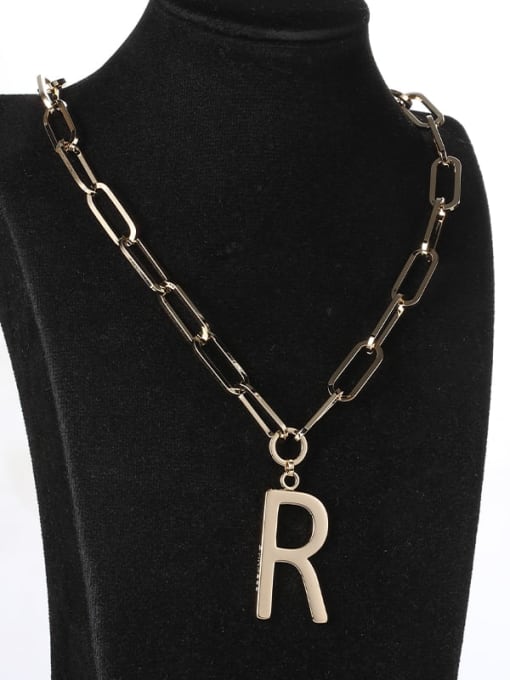 Lin Liang Brass Letter Minimalist Long Strand Necklace